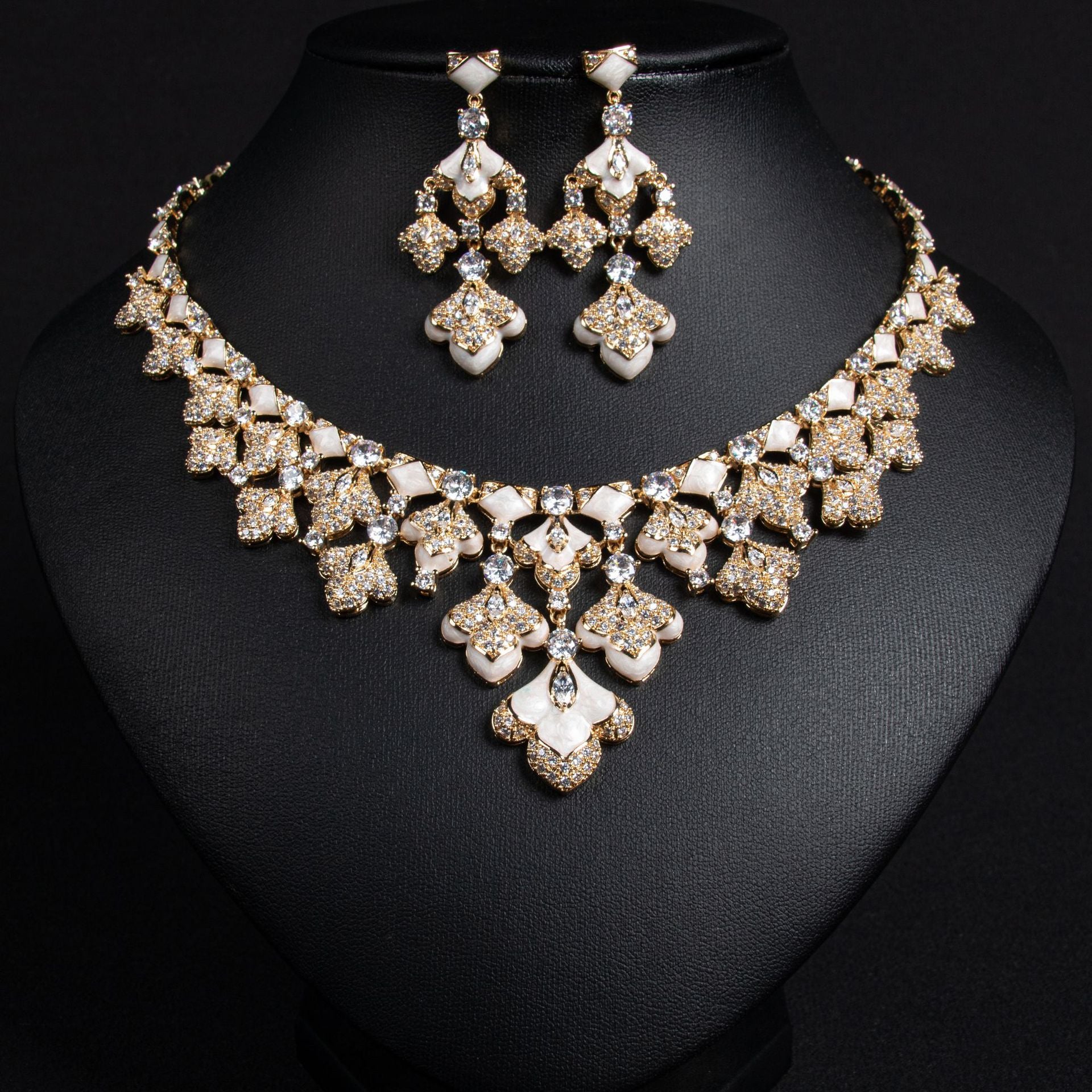 Elegant Gold Multicolor Rhinestone Statement Jewelry Set for Evening Wear