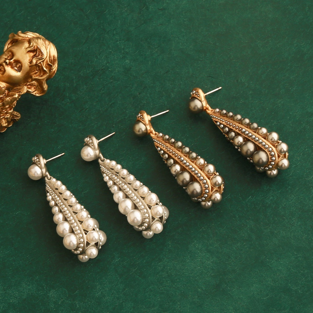 French Retro Pearl Stud Earrings