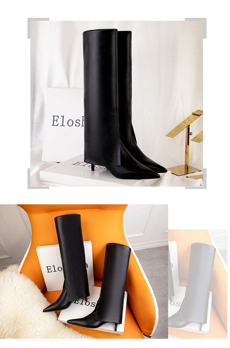 Fashion Split High Boots Pointed Stiletto Knight Boots