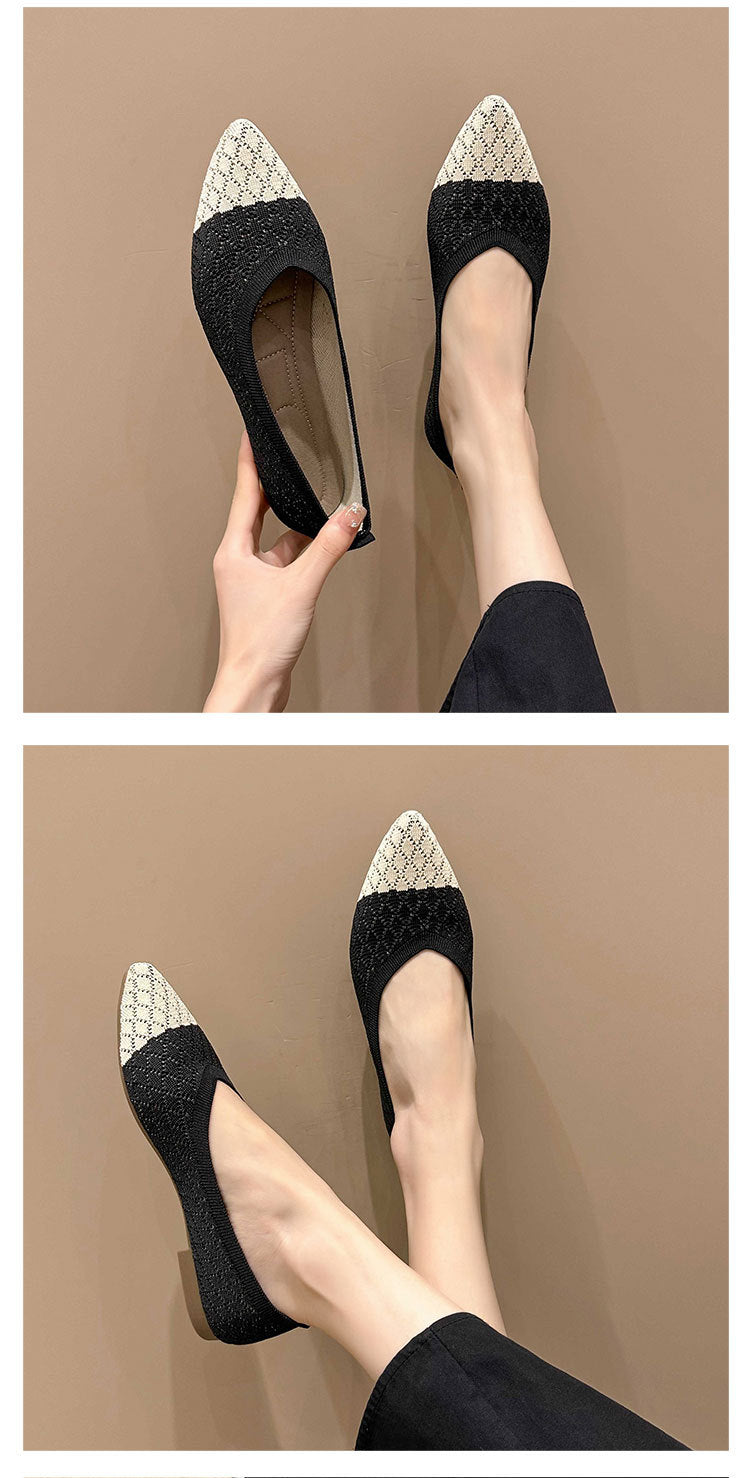 Stylish pointed woven breathable soft-soled loafers