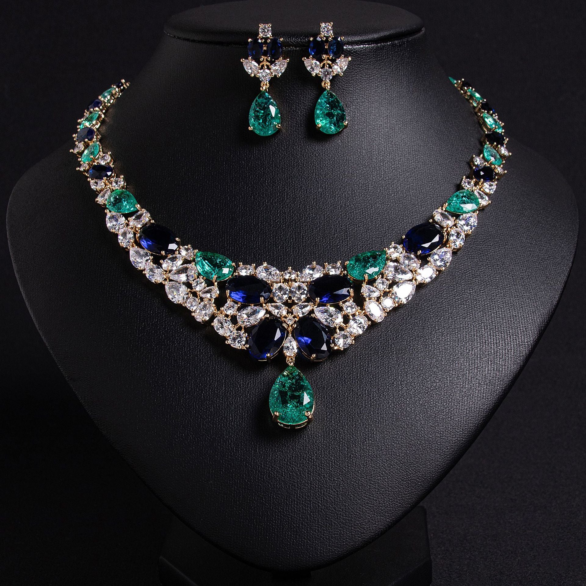 Luxury Ruby Red Gemstone Necklace Set for Women – Statement Jewelry with Matching Earrings