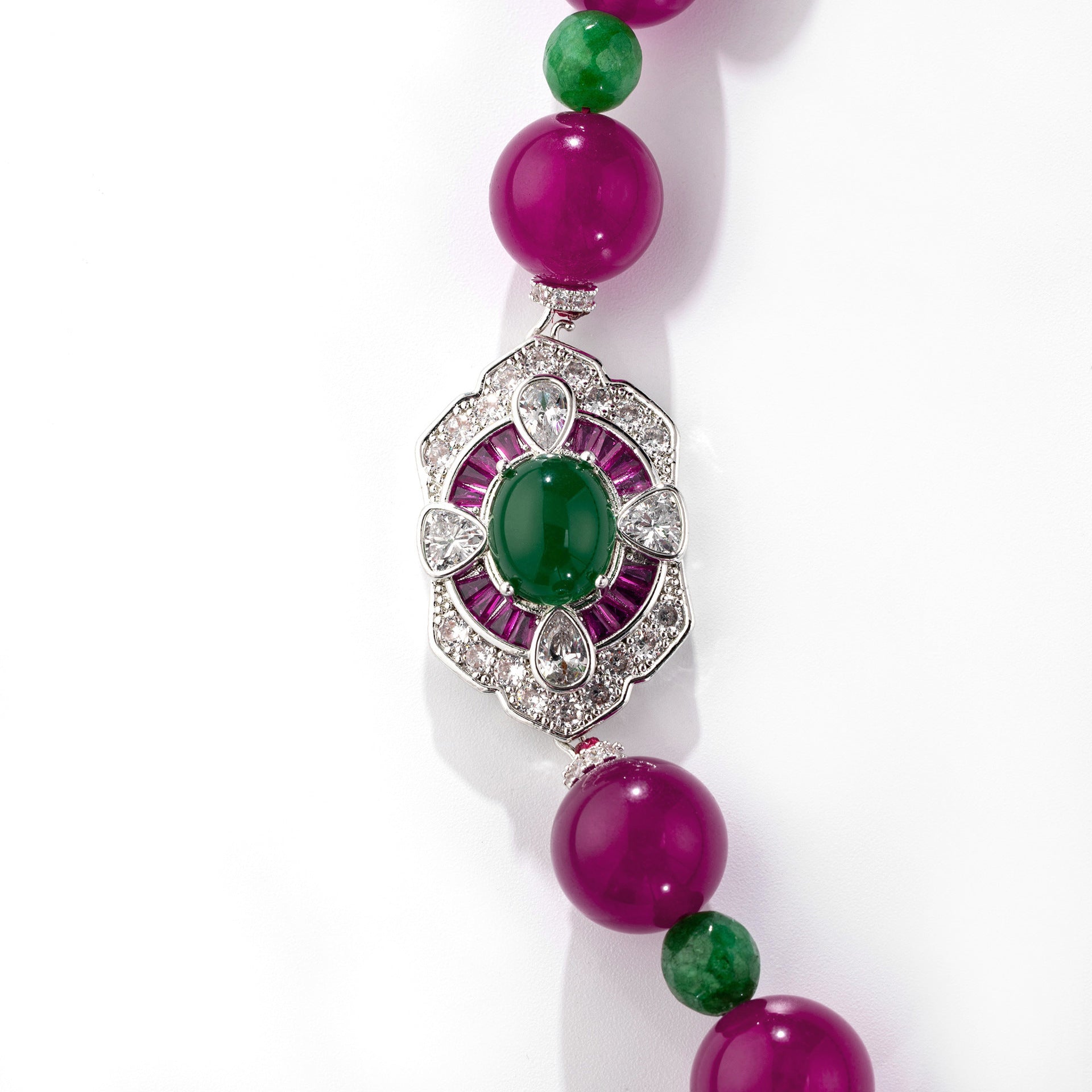 Elegant Red Green Crystal Bead Necklace Set – Luxury Vintage Jewelry for Women