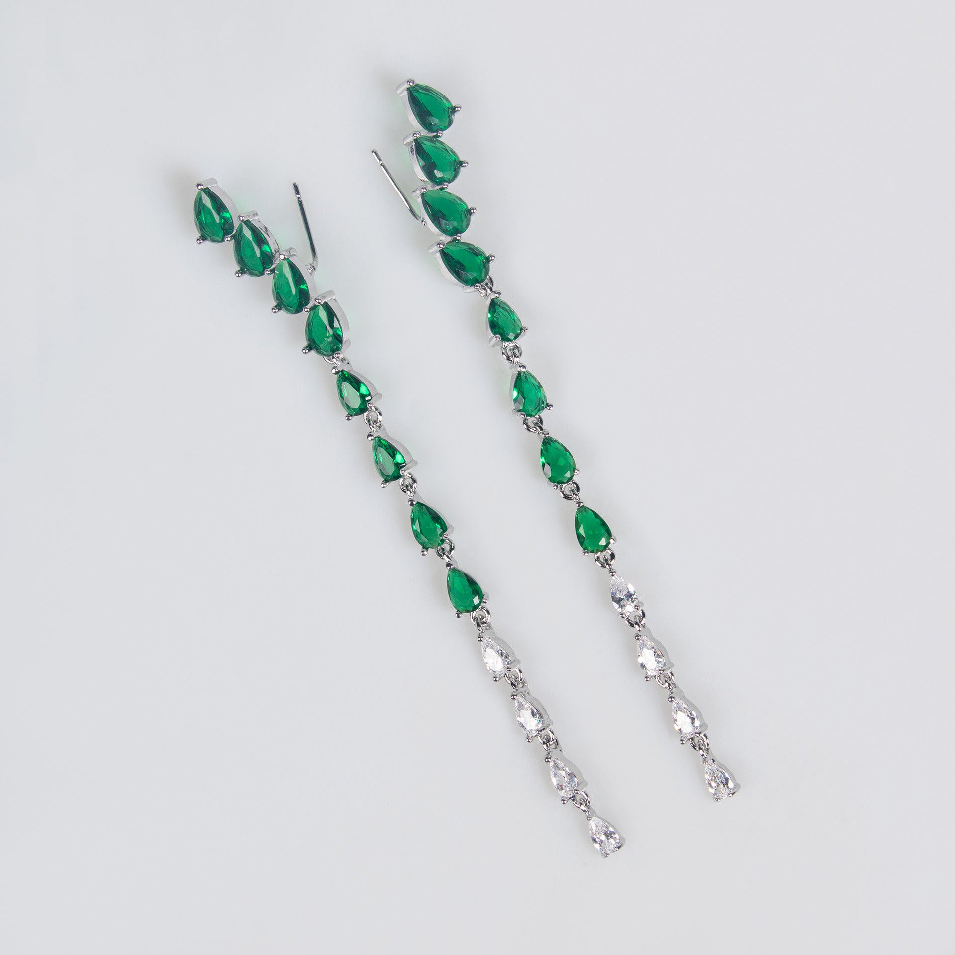 Luxury Green Crystal Y Necklace Set – Sparkling Drop Earrings Jewelry