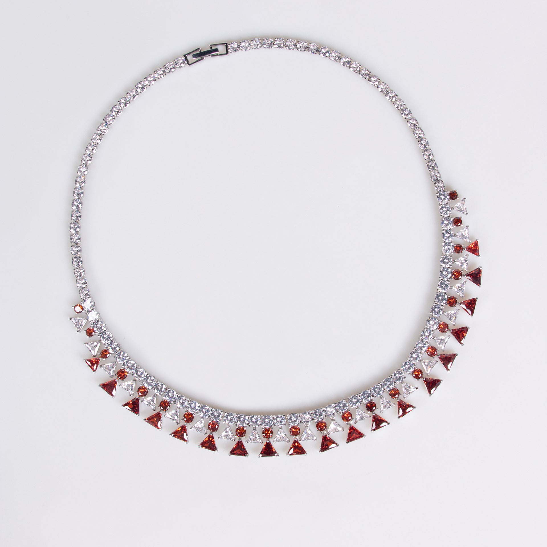 Parure de soirée, collier et boucles d'oreilles goutte, rouge rubis de luxe