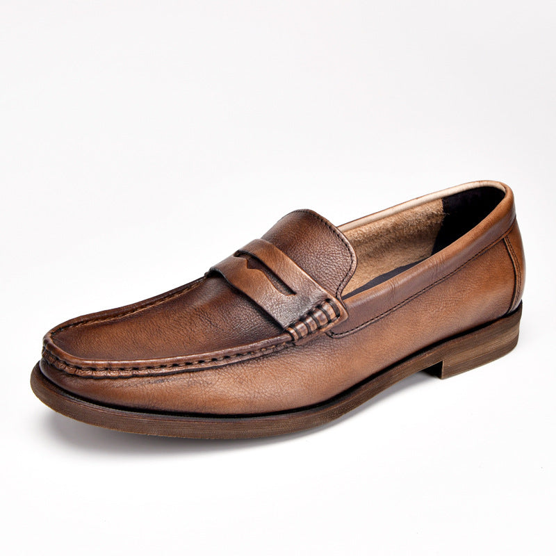 Retro high-end men's formal leather shoes breathable deodorant loafers