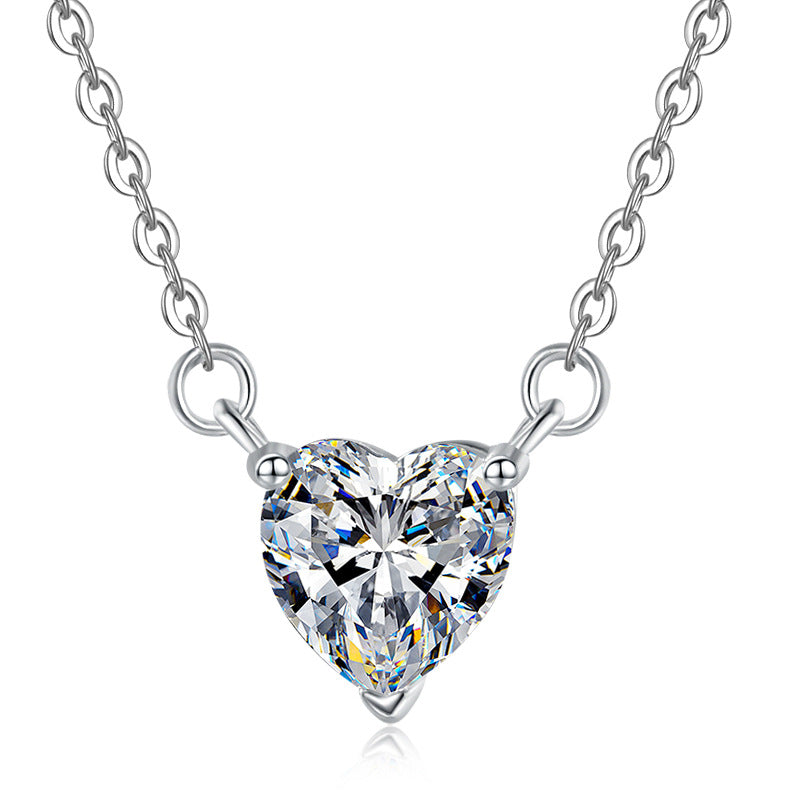 S925 Sterling Silver Heart 1 Carat Mozzarella Diamond Pendant