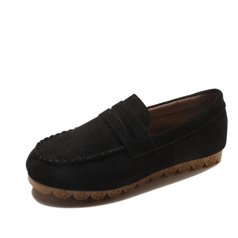 Fashion flat-bottomed beef tendon soft-soled velvet loafers