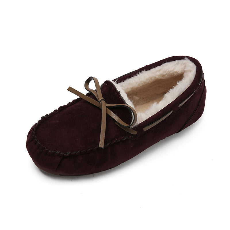 Winter large size soft-soled fleece loafers