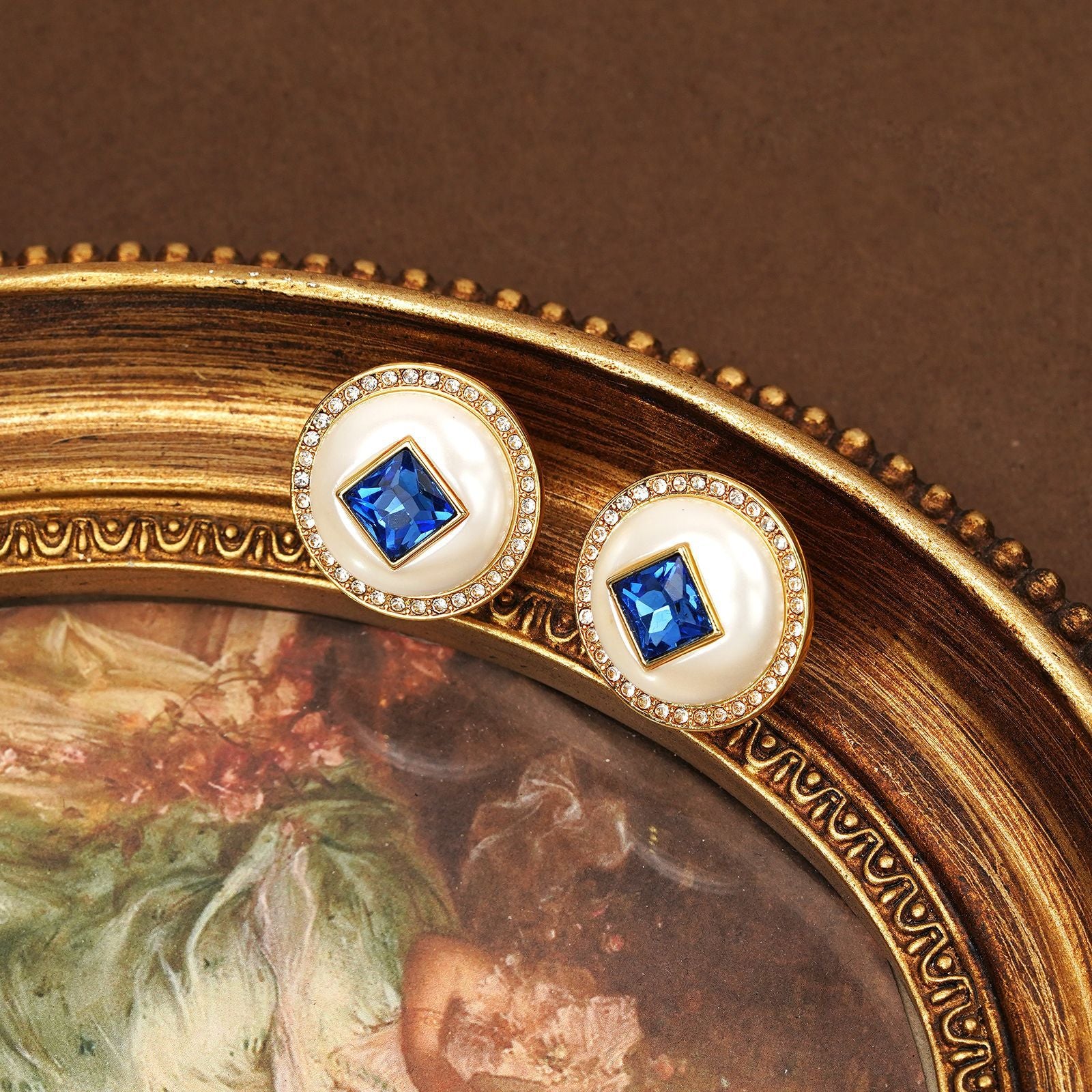 Fashion light luxury blue rhinestone suit