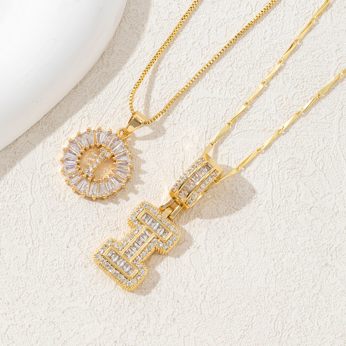 Full Diamond Rock Sugar 26 Letter Necklace
