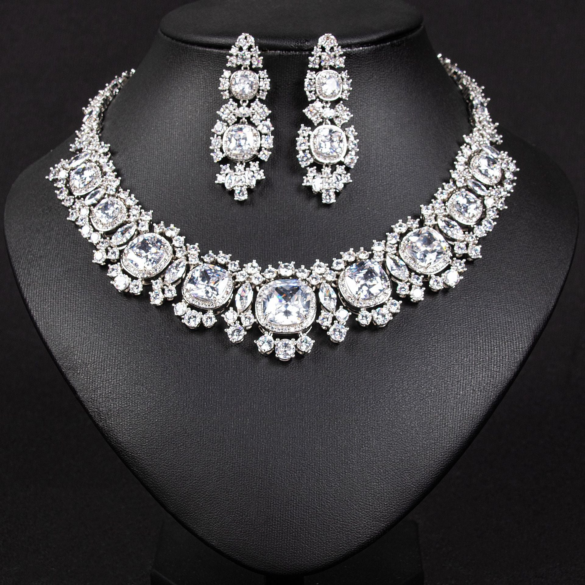 Luxury Red Gemstone Jewelry Set – Elegant Necklace Earrings for Women