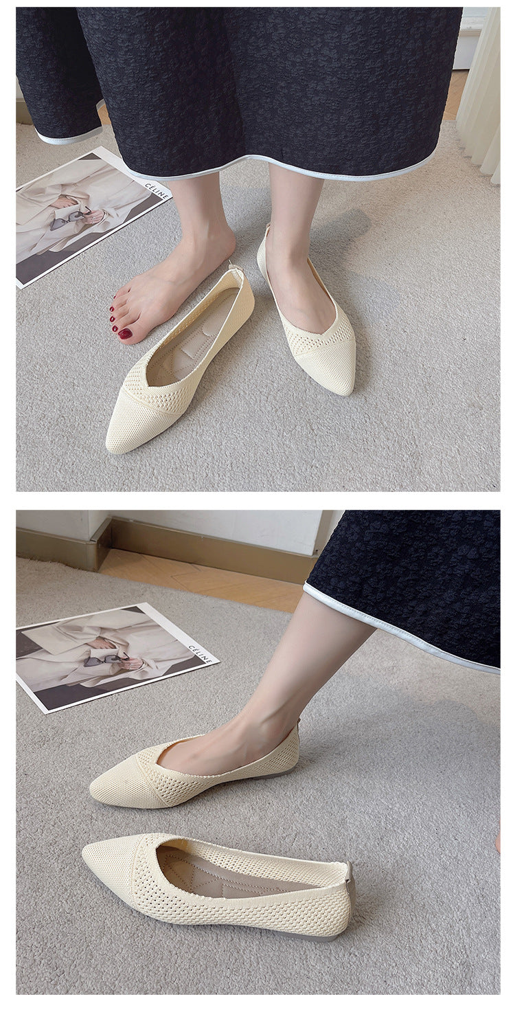 Pointed Flat Bottom Casual Breathable Loafers