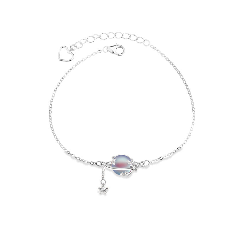 S925 Sterling Silver Planet Moonstone Bracelet
