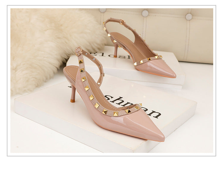 Stylish sexy rivet hollow high heels