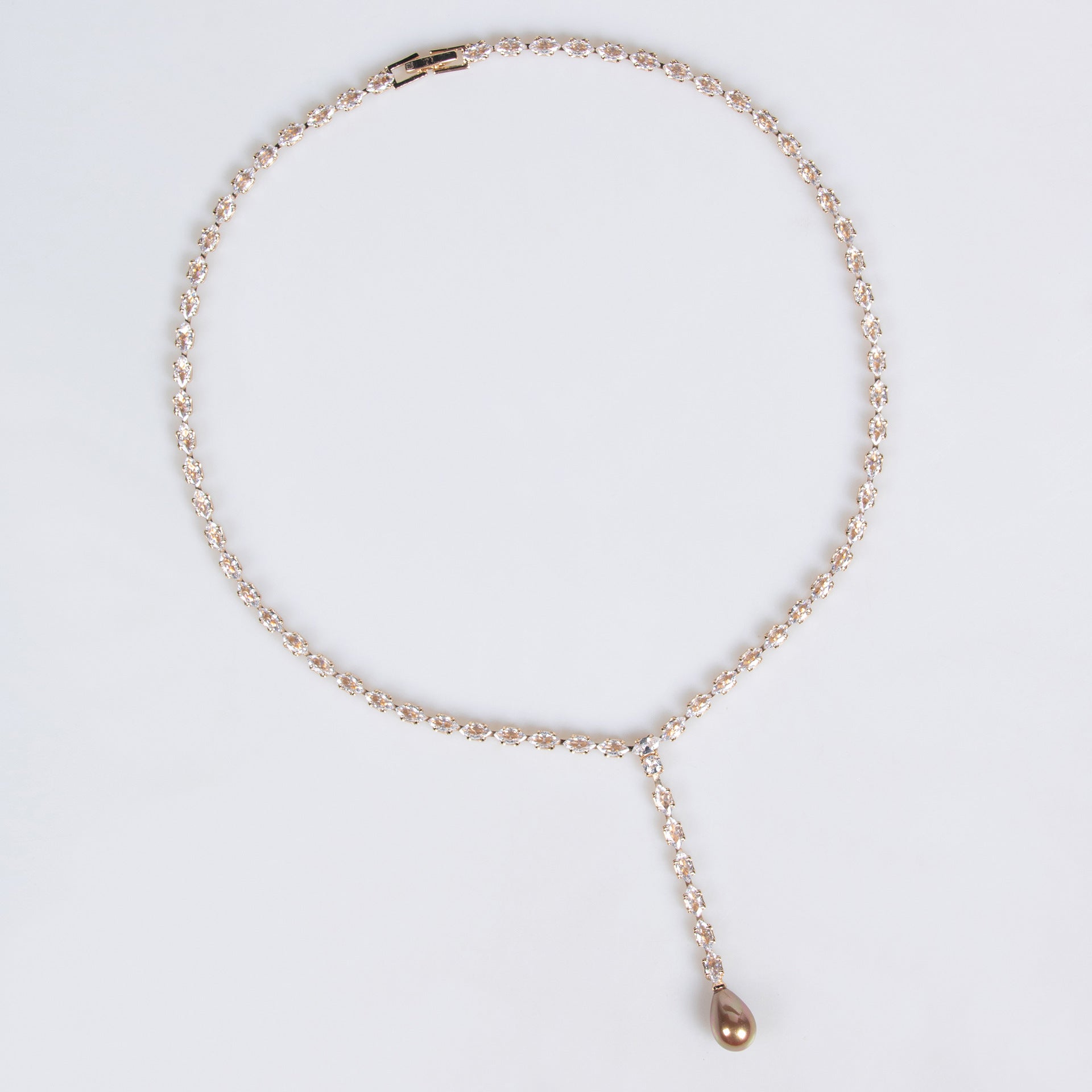 Elegant Pearl and Crystal Y Necklace Earrings Set – Luxury Bridal Jewelry for Women