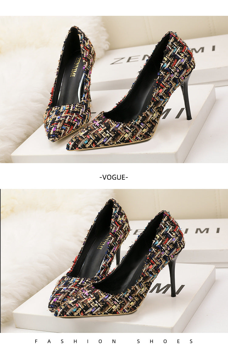 Xiaoxiangfeng fashion pointed head shallow mouth high heels