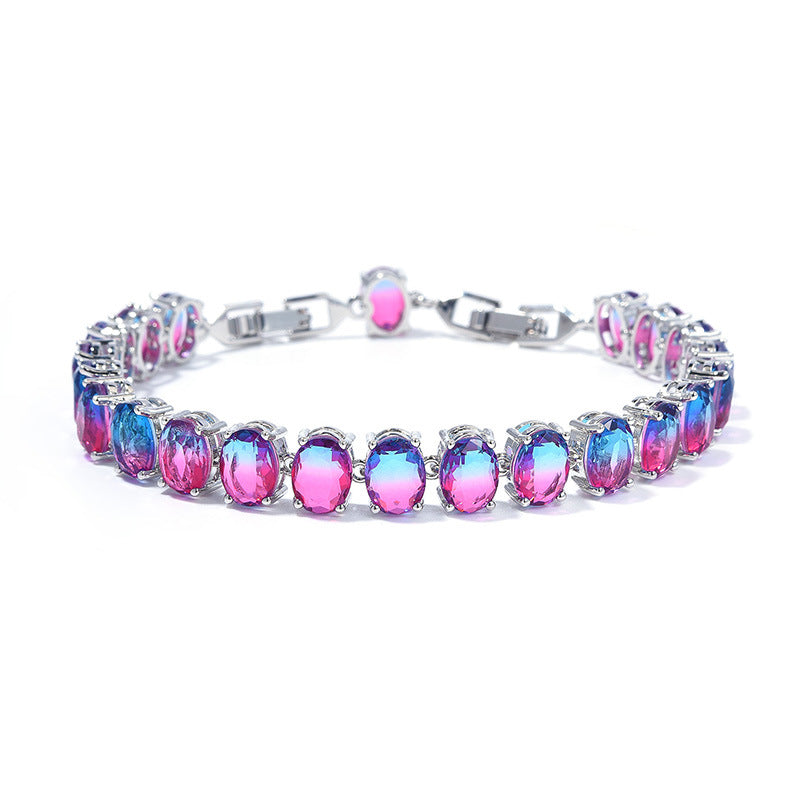 Simple inlaid circular zircon bracelet
