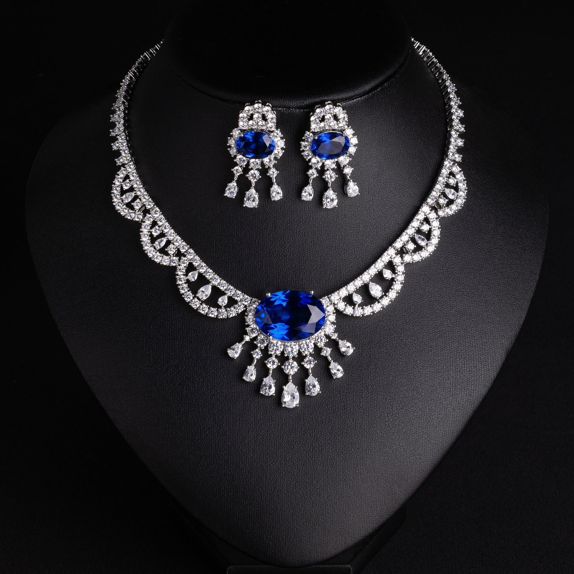 Elegant Turquoise and Yellow Gemstone Jewelry Set – Gold Necklace Earrings