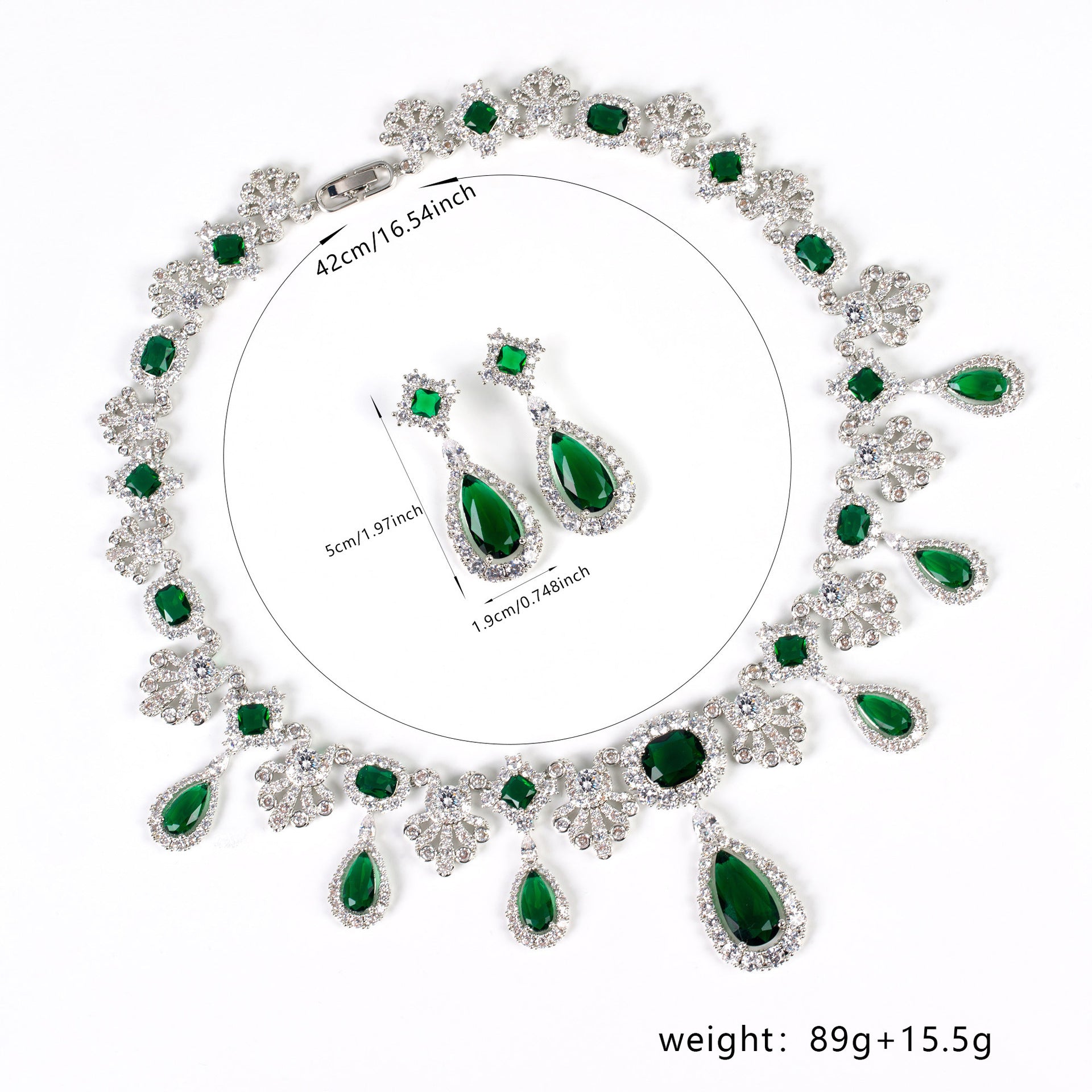 Ensemble collier et boucles d'oreilles goutte d'eau diamant de luxe pour l'industrie lourde