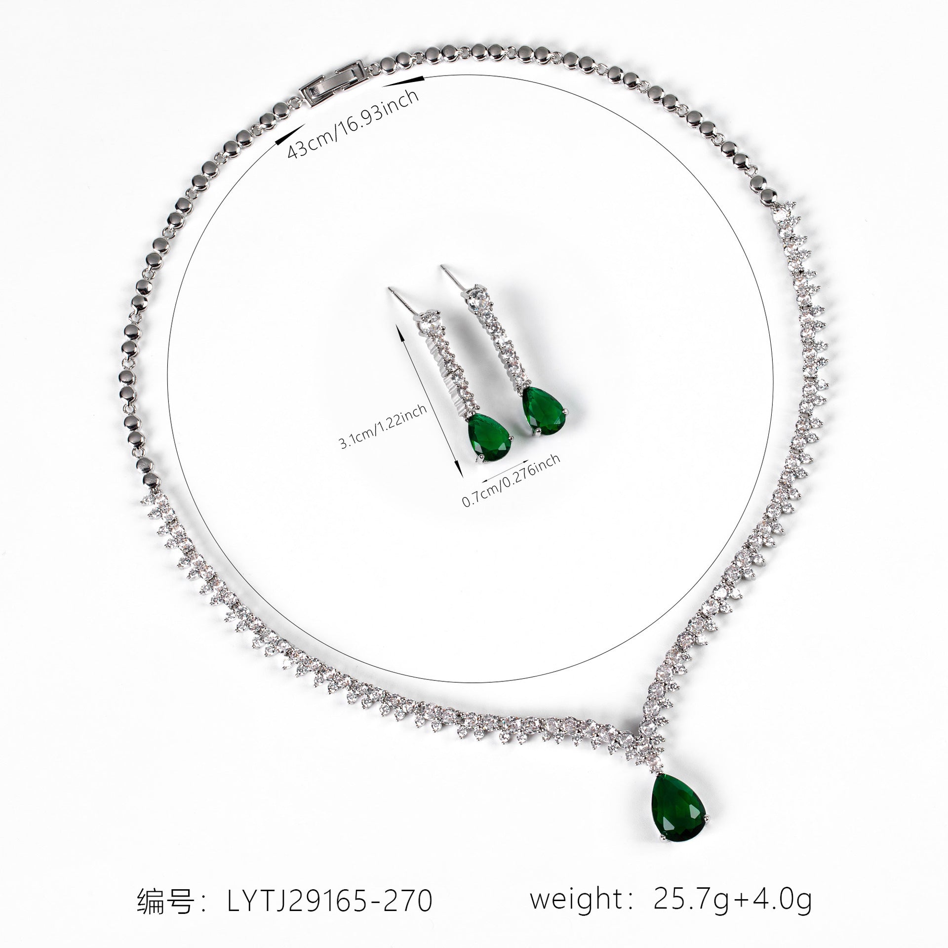 Ensemble Pendentif Goutte d'Eau Émeraude de Luxe pour Femme
