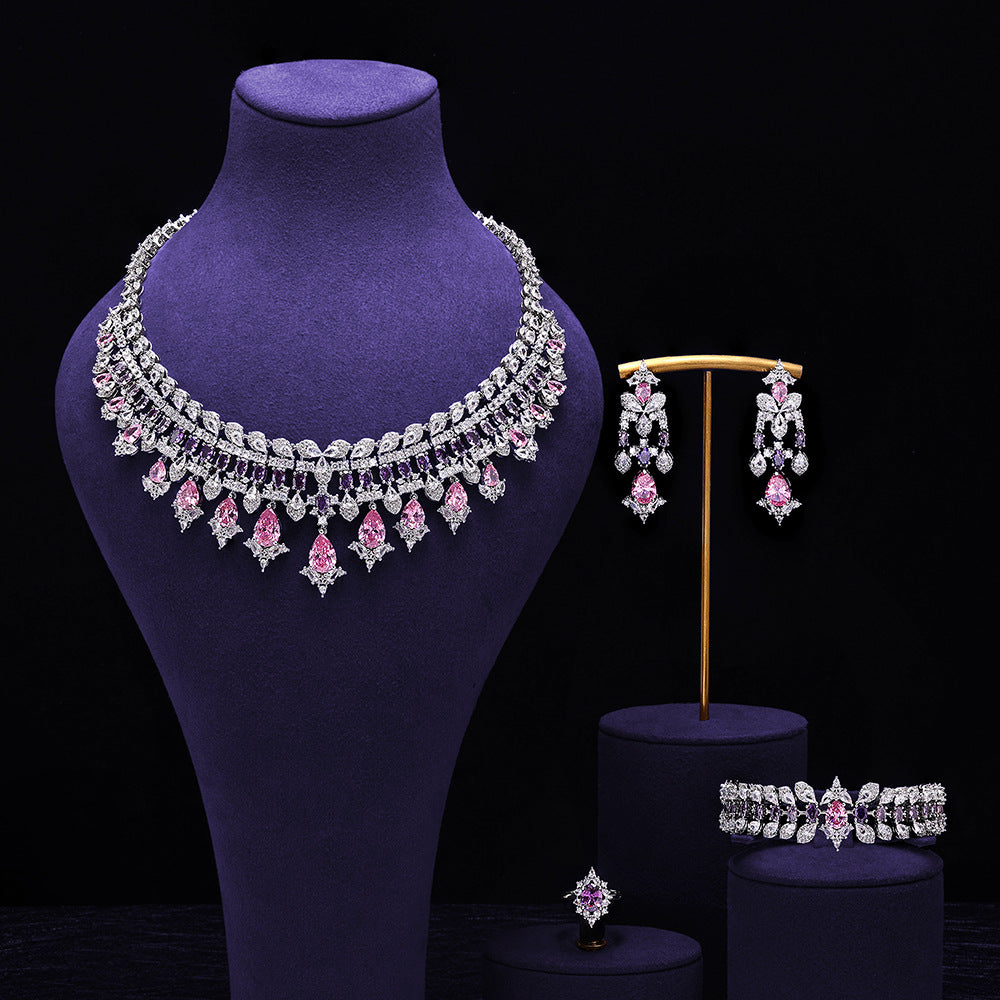 Parure de bijoux de luxe en cristal émeraude – Design élégant et affirmé