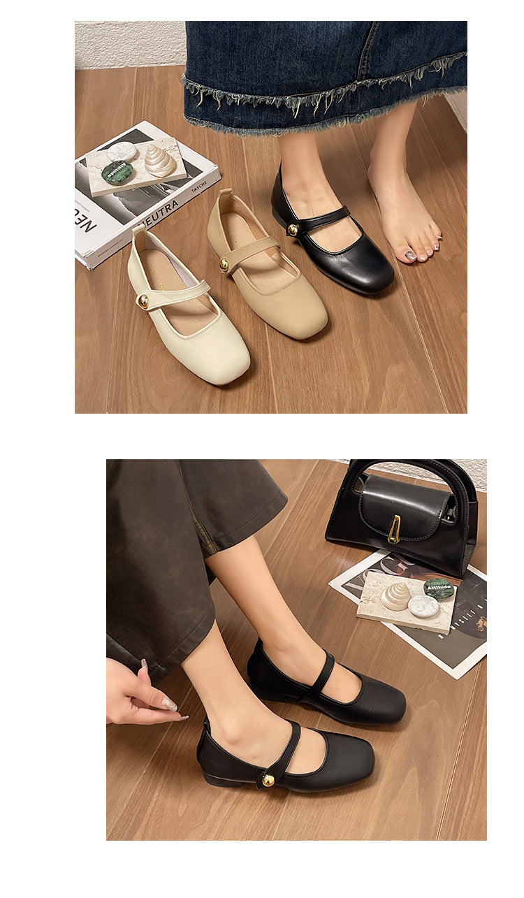 Fashion versatile soft-soled one-button loafers