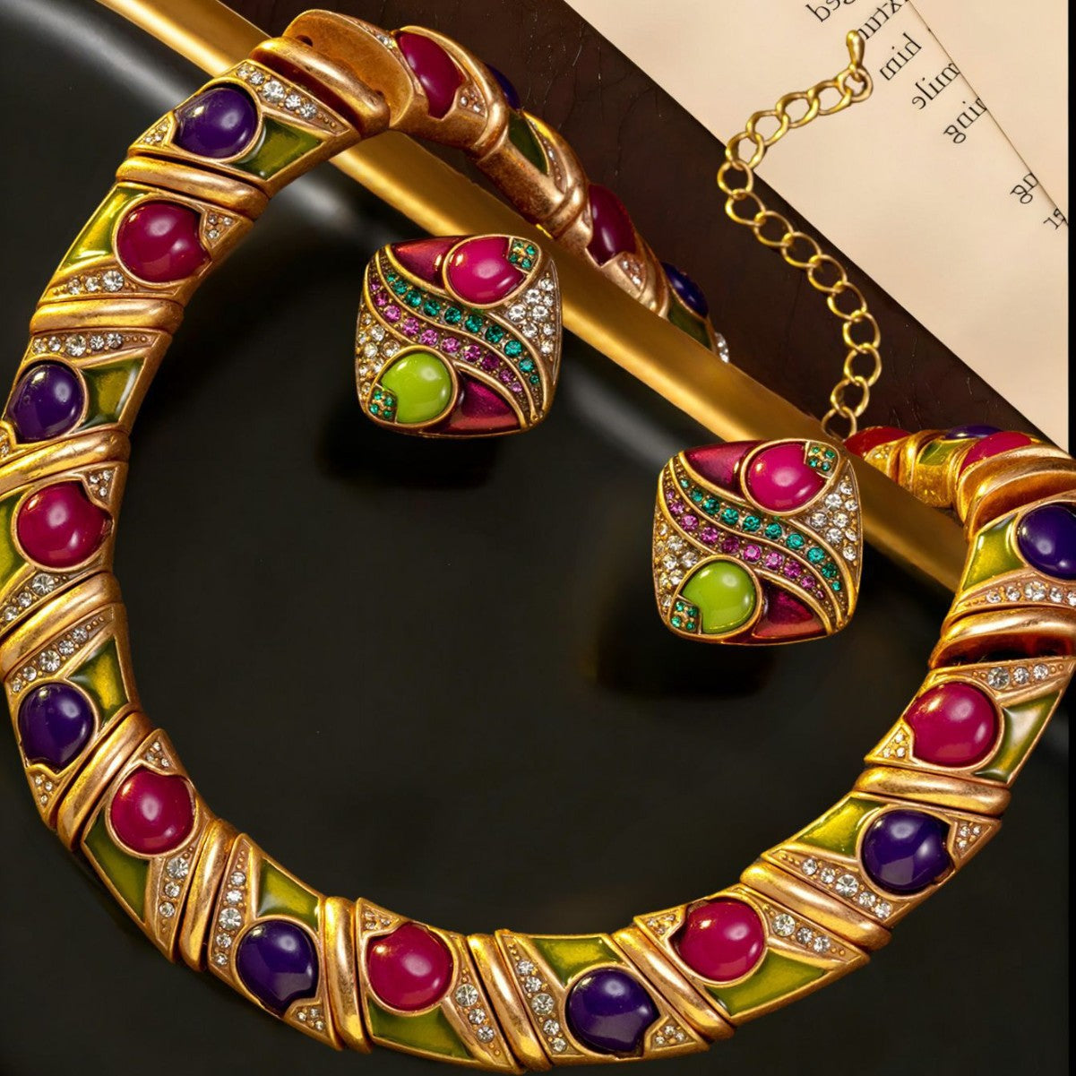Collier à pampilles en diamant de couleur vintage