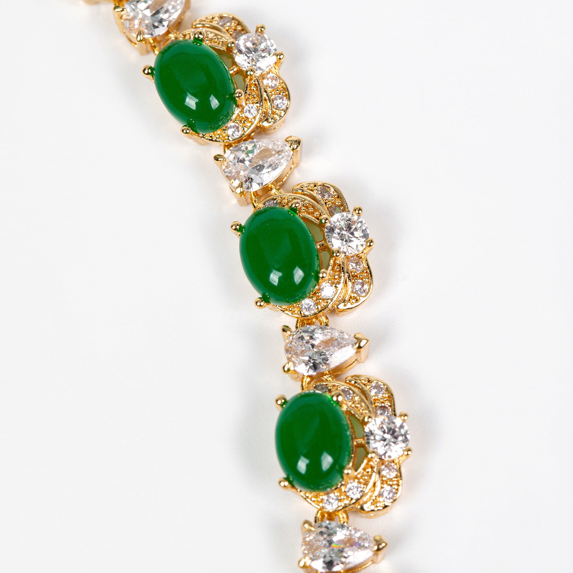 Luxury Emerald Green Crystal Necklace Earrings Set – Royal Statement Jewelry for Women