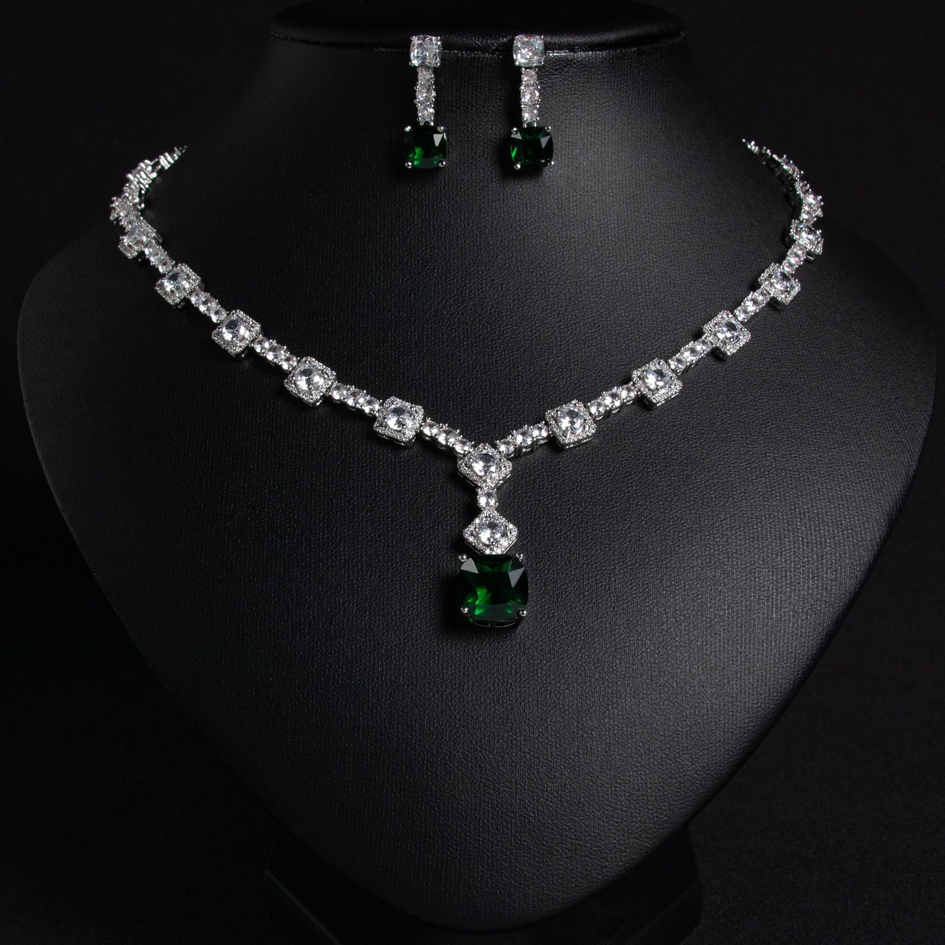 Luxury Golden Yellow Crystal Necklace Set – Sparkling Evening Jewelry for Women