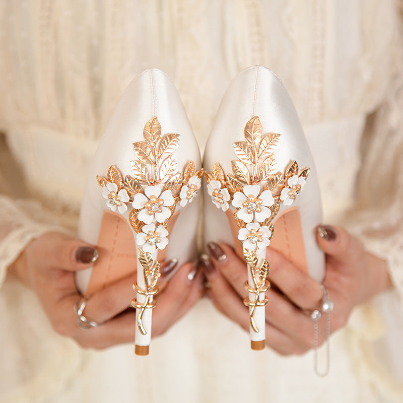 Light luxury flower stiletto wedding high heels