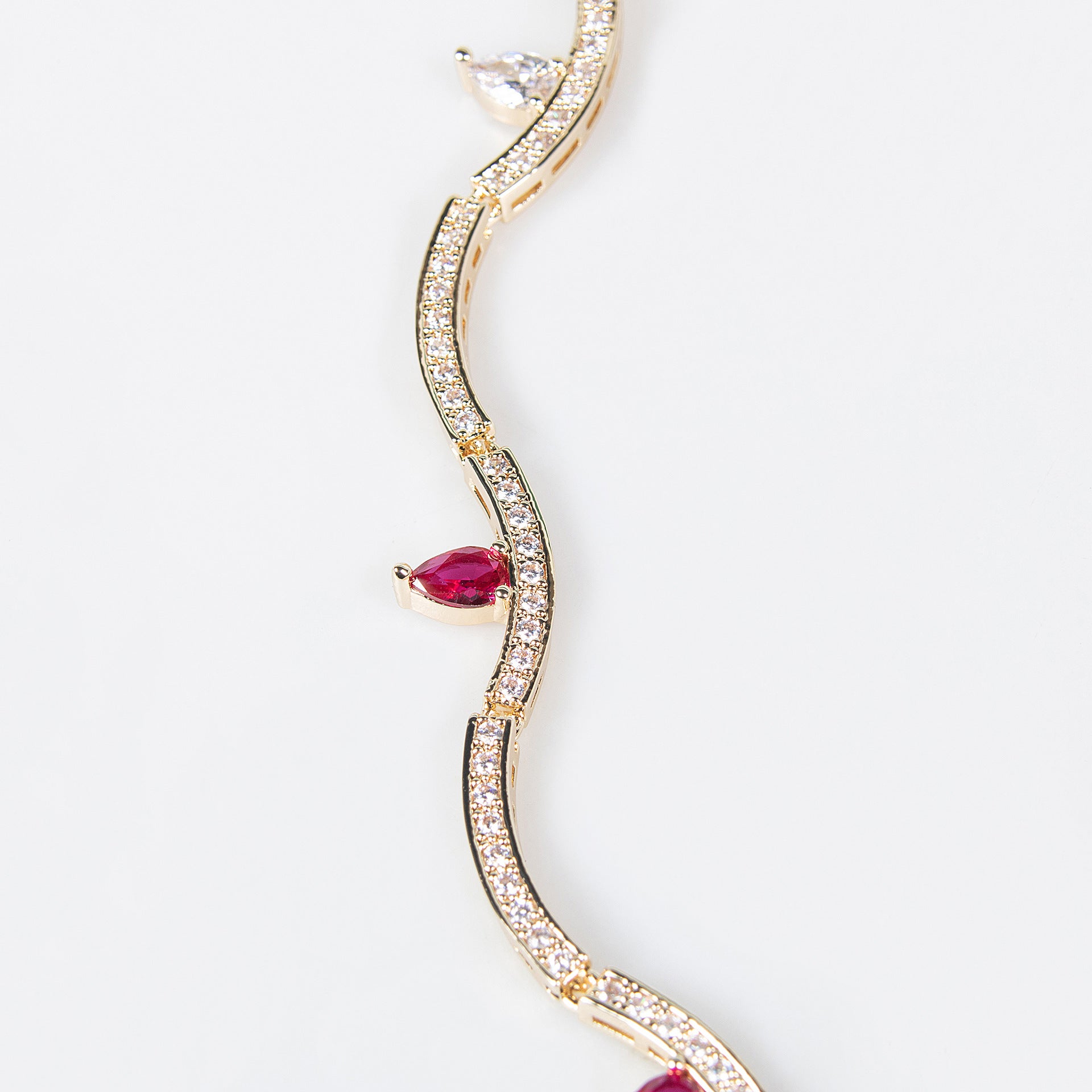 Luxury Ruby Red Crystal Necklace Earrings Set – Vintage Statement Jewelry for Women