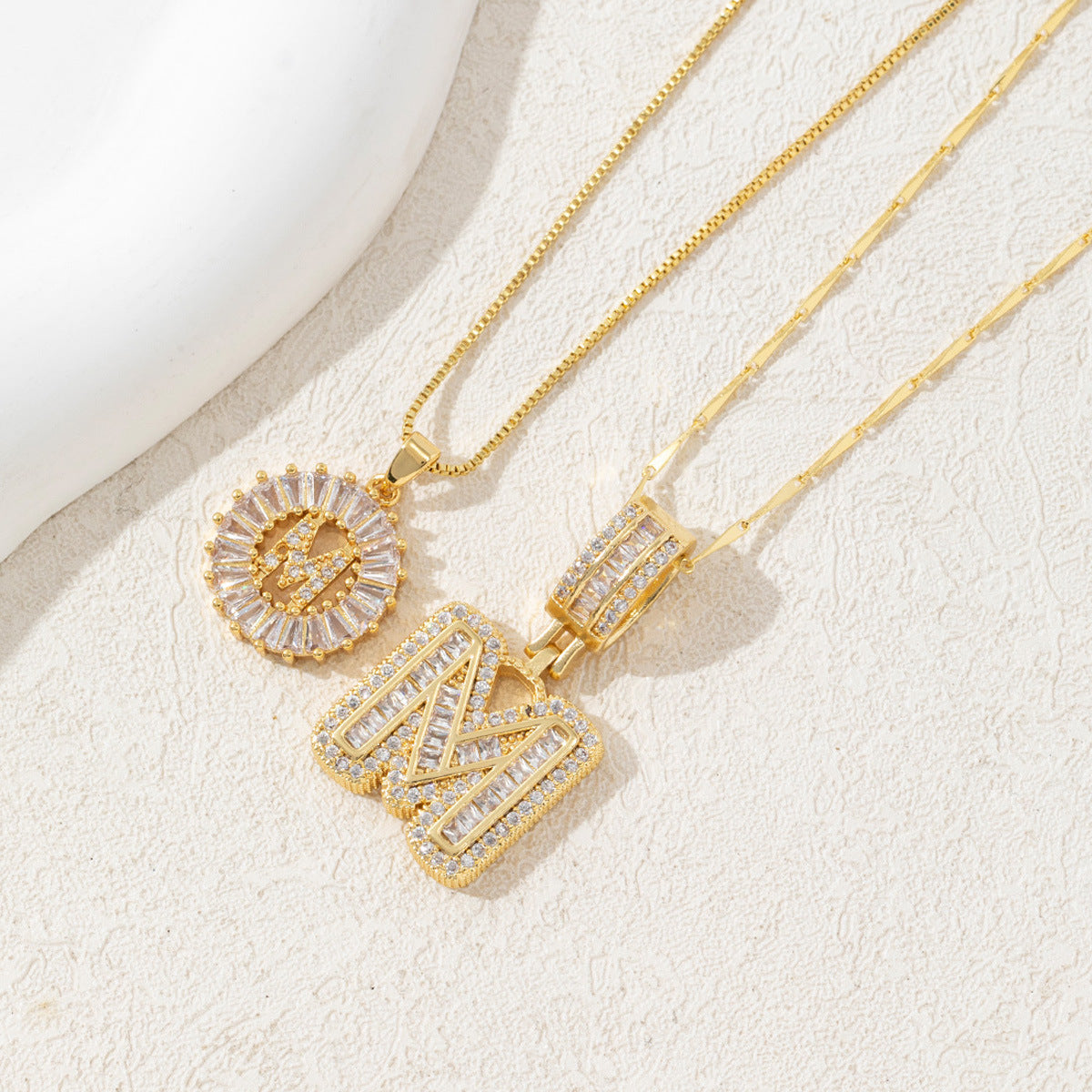 Full Diamond Rock Sugar 26 Letter Necklace