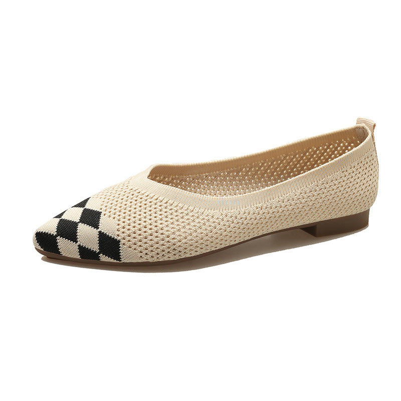 Stylish pointed woven breathable soft-soled loafers