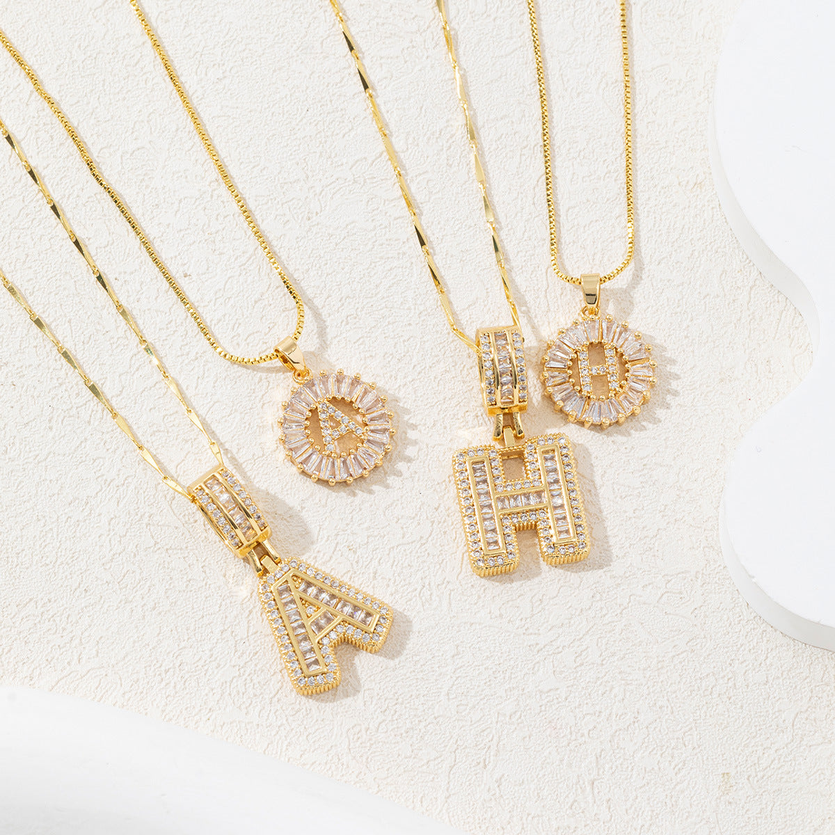 Full Diamond Rock Sugar 26 Letter Necklace