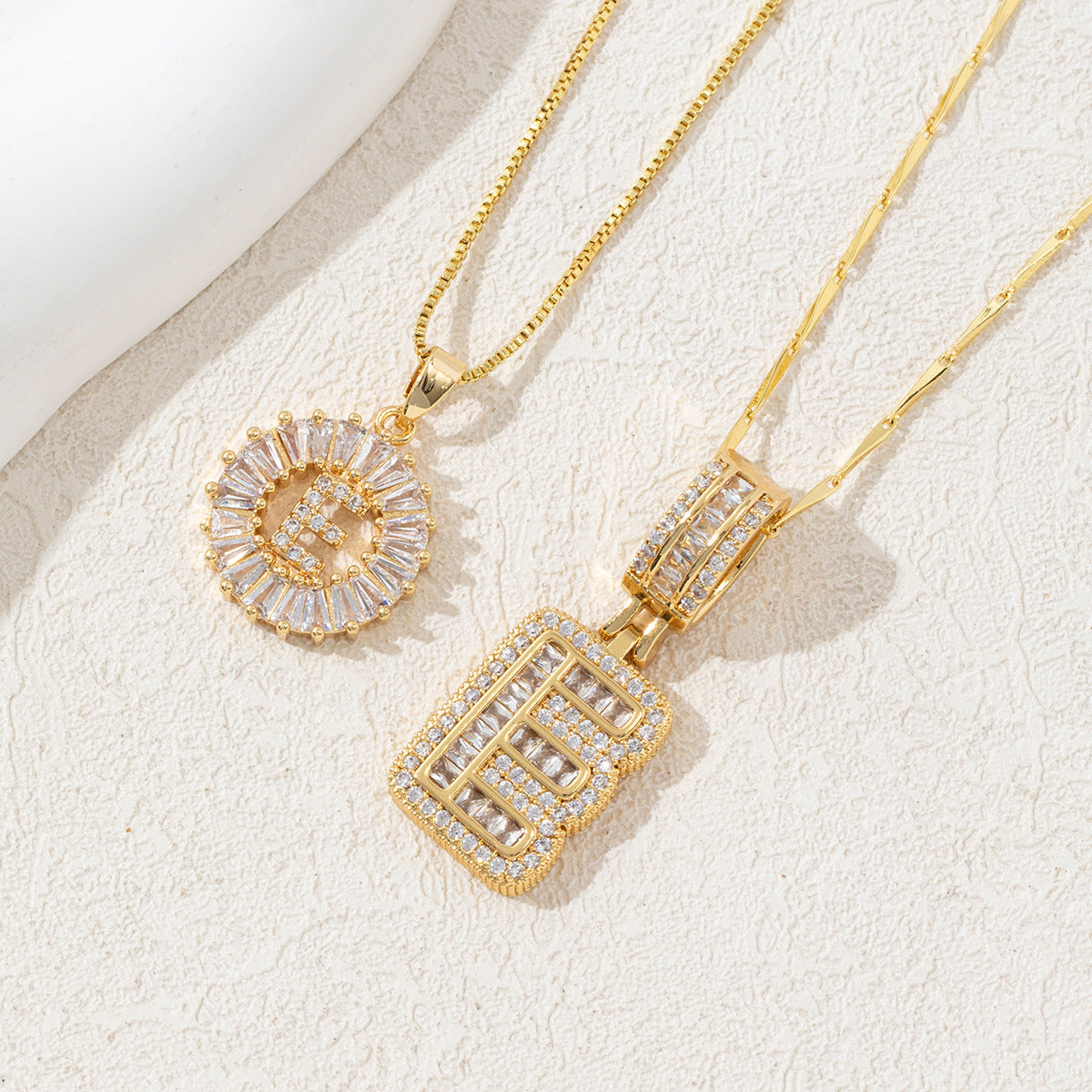 Full Diamond Rock Sugar 26 Letter Necklace