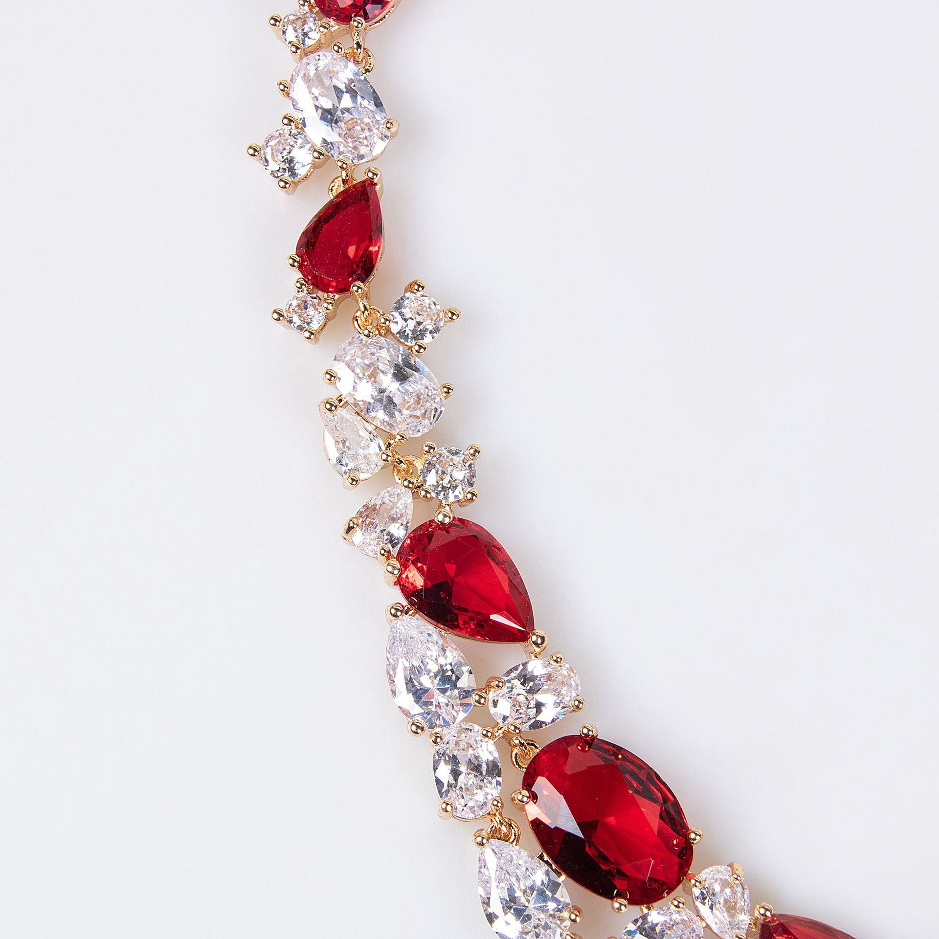 Luxury Ruby Red Gemstone Necklace Set for Women – Statement Jewelry with Matching Earrings