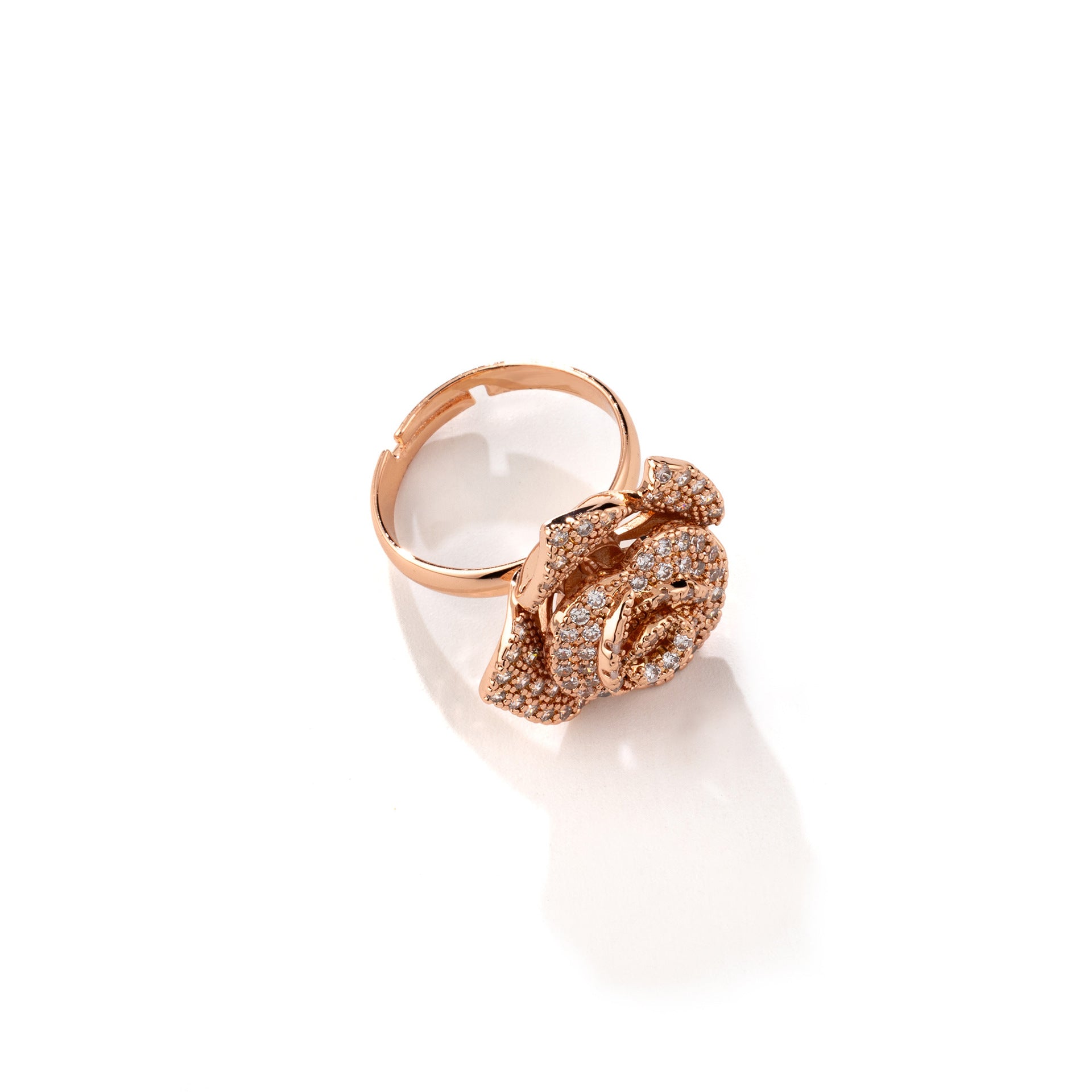 Luxury Rose Gold Crystal Rose Jewelry Set – Necklace Earrings Bracelet Ring for Women
