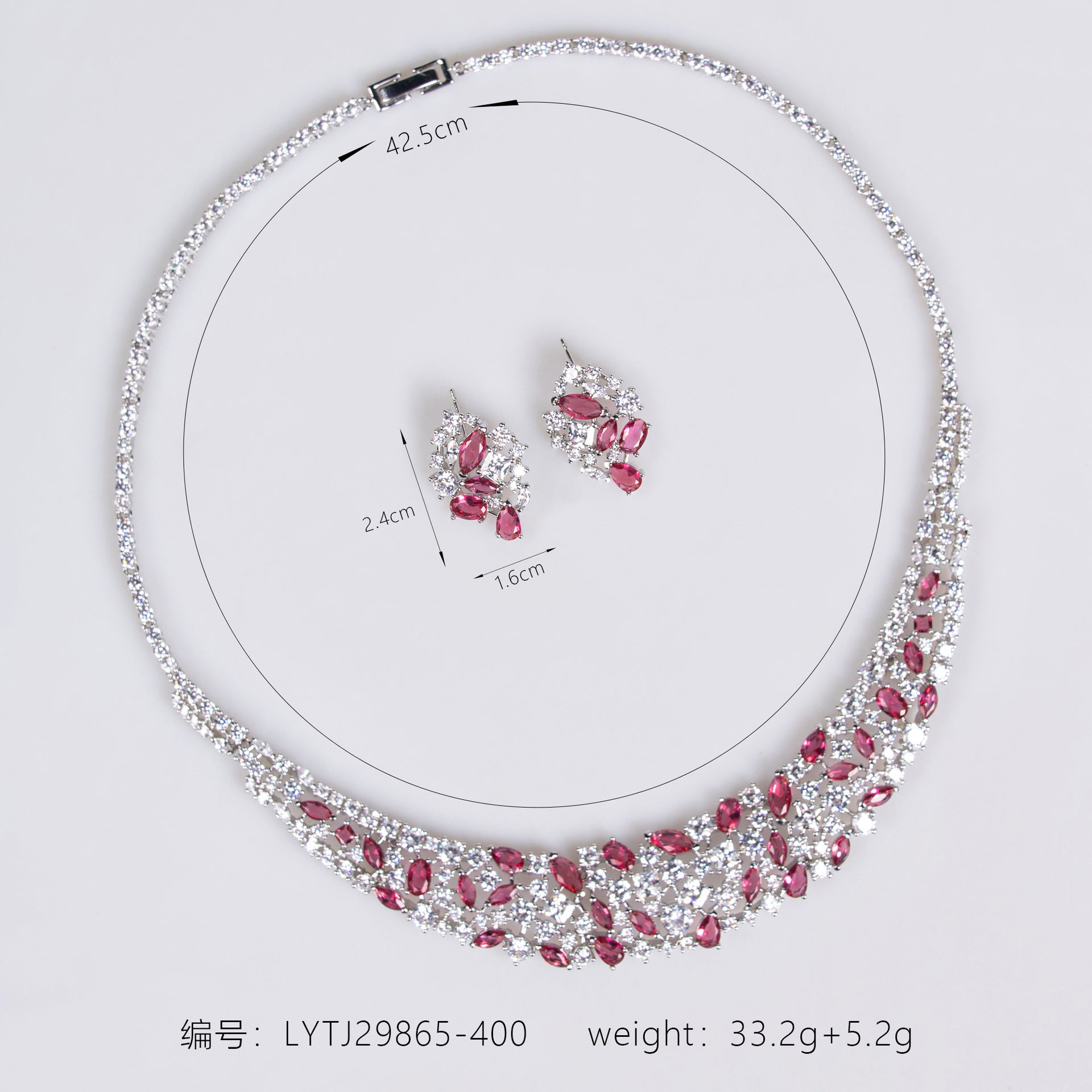 Luxury Emerald Green Crystal Necklace and Earrings Jewelry Set
