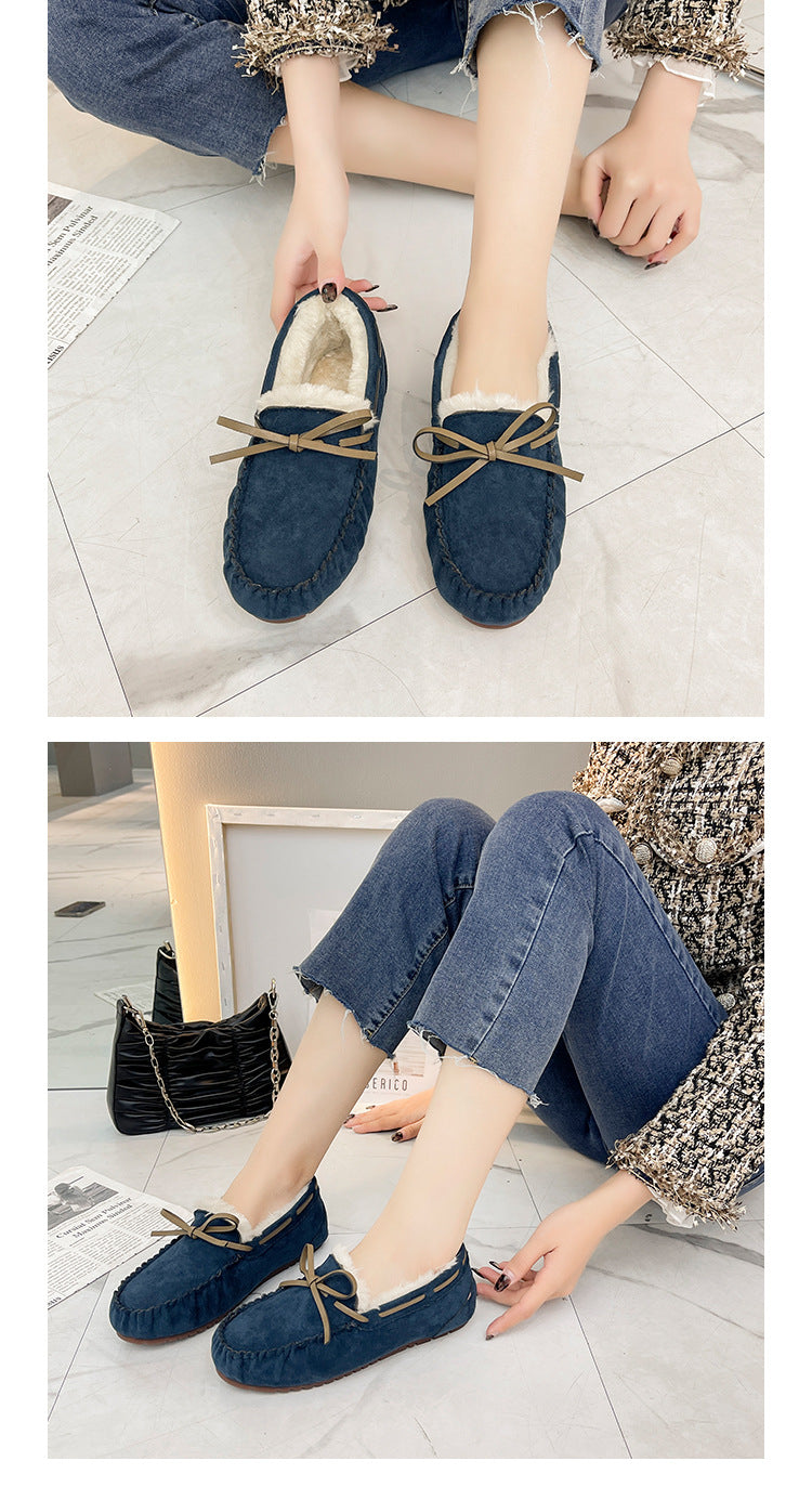 Winter large size soft-soled fleece loafers