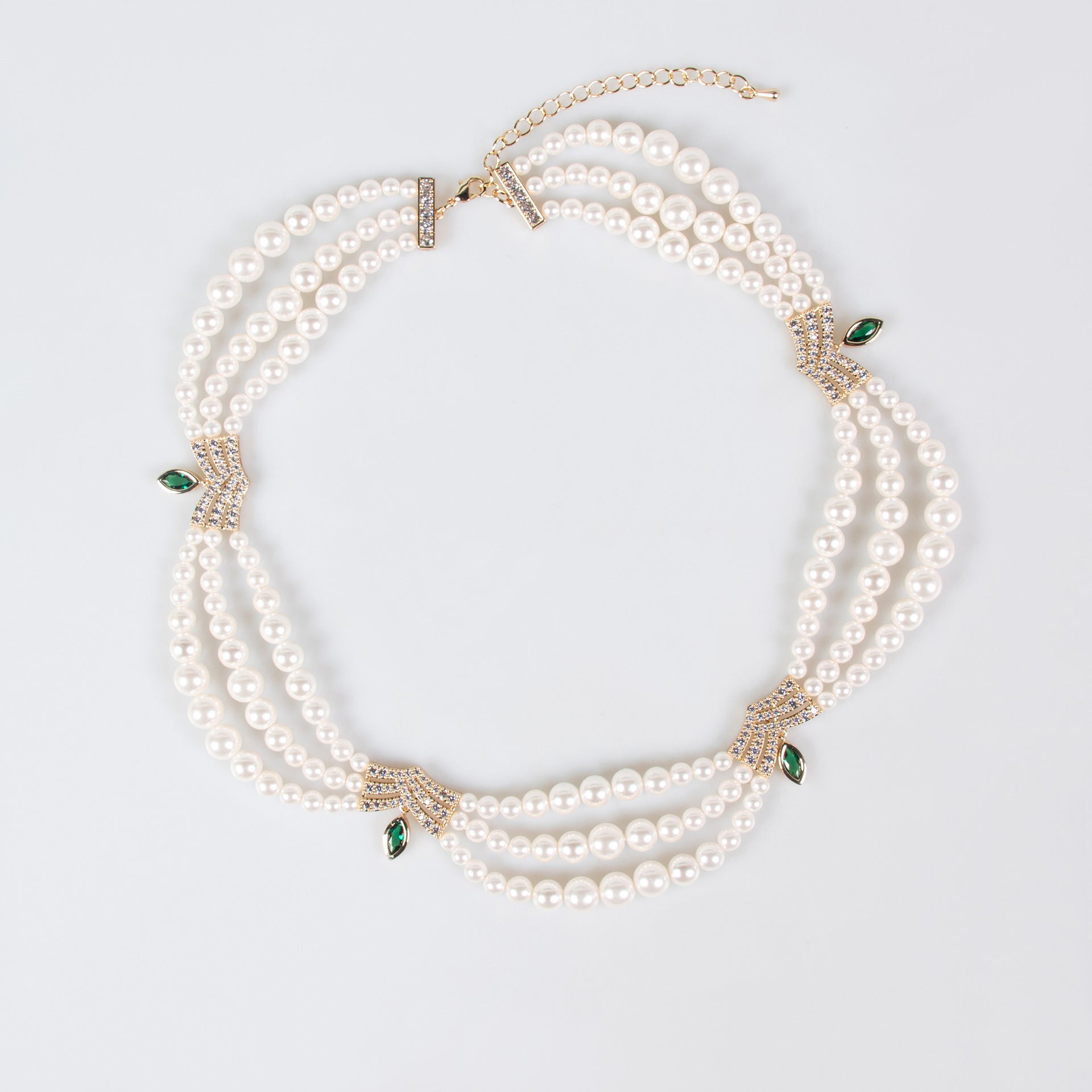 Luxury White Pearl Necklace – Multi Layer Crystal Jewelry for Women