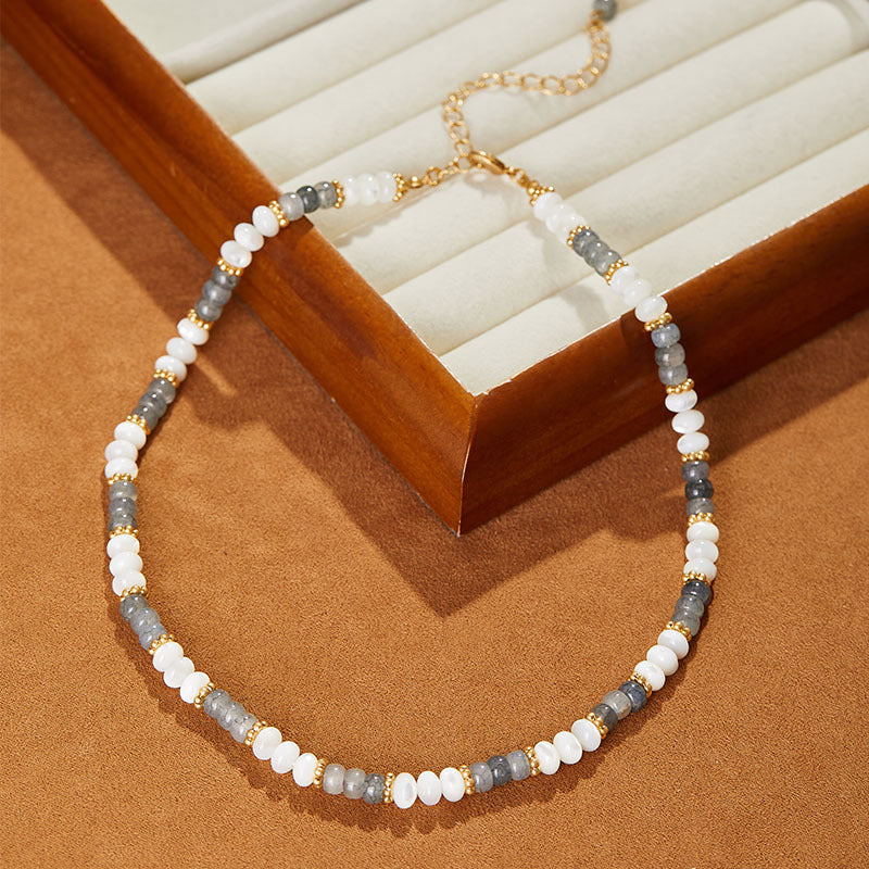 18K Gold Plated Merard Mother Fritillary Pearl Necklace