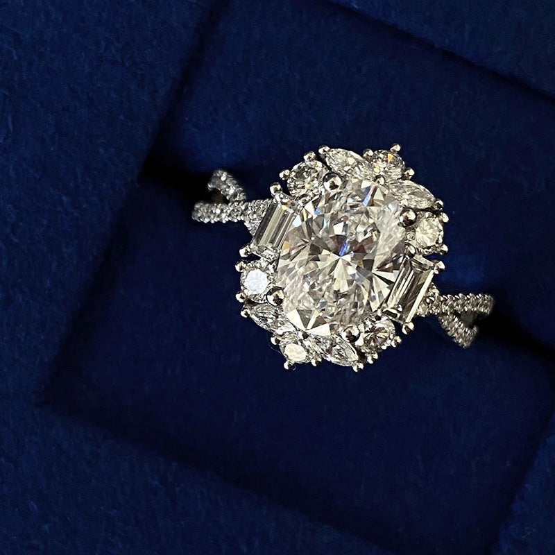 Luxury Platinum Plated Zircon Pigeon Egg Diamond Ring