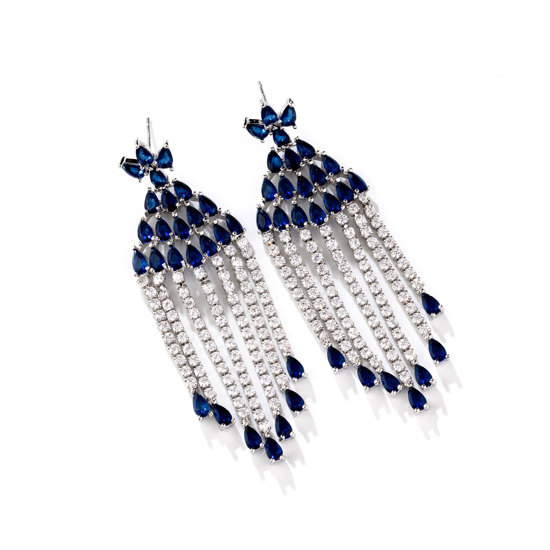 Boucles d'oreilles pendantes saphir bleu glamour pour événements formels