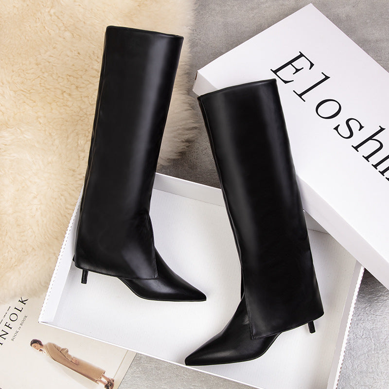 Fashion Split High Boots Pointed Stiletto Knight Boots