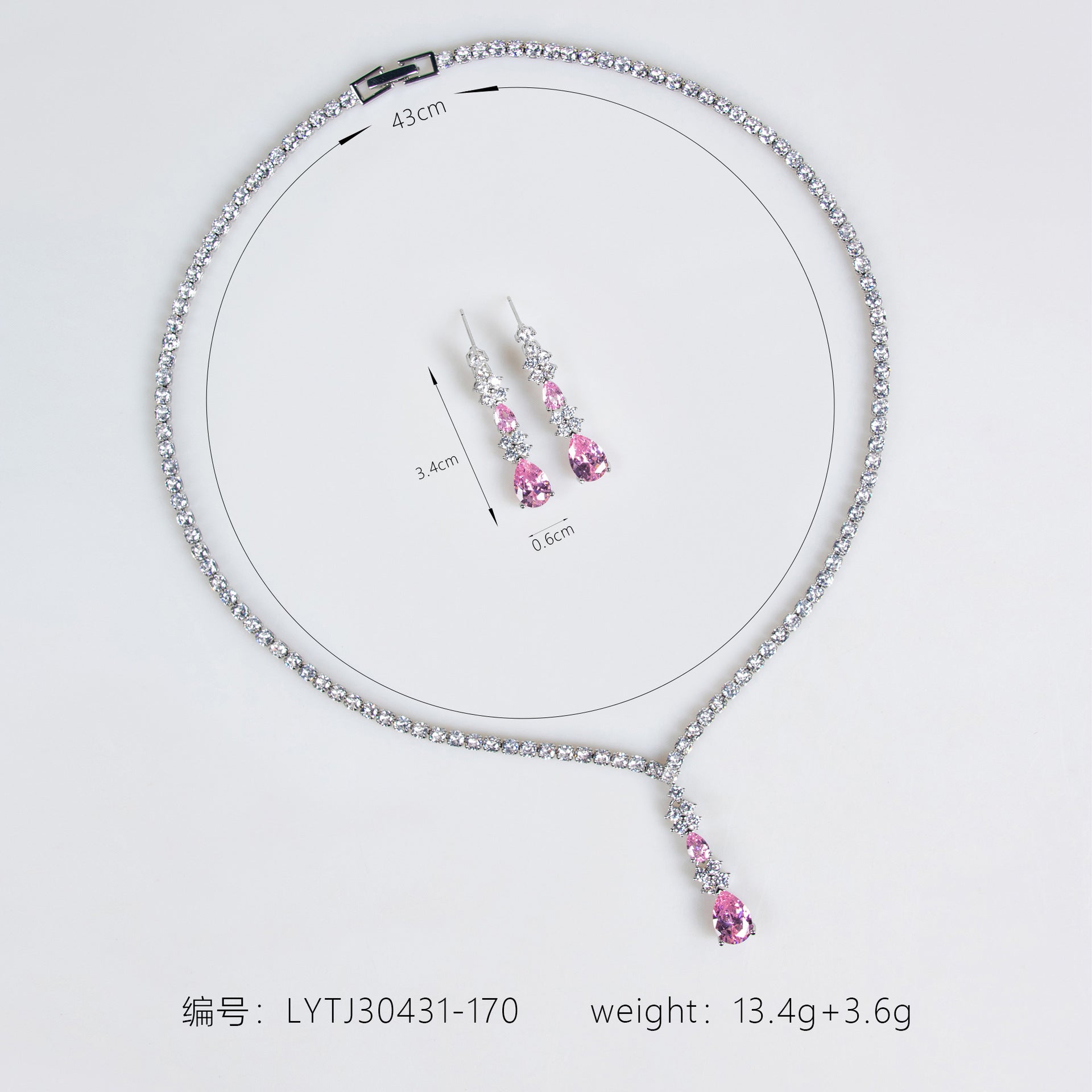 Elegant Emerald Crystal Jewelry Set – Silver Necklace Earrings for Women