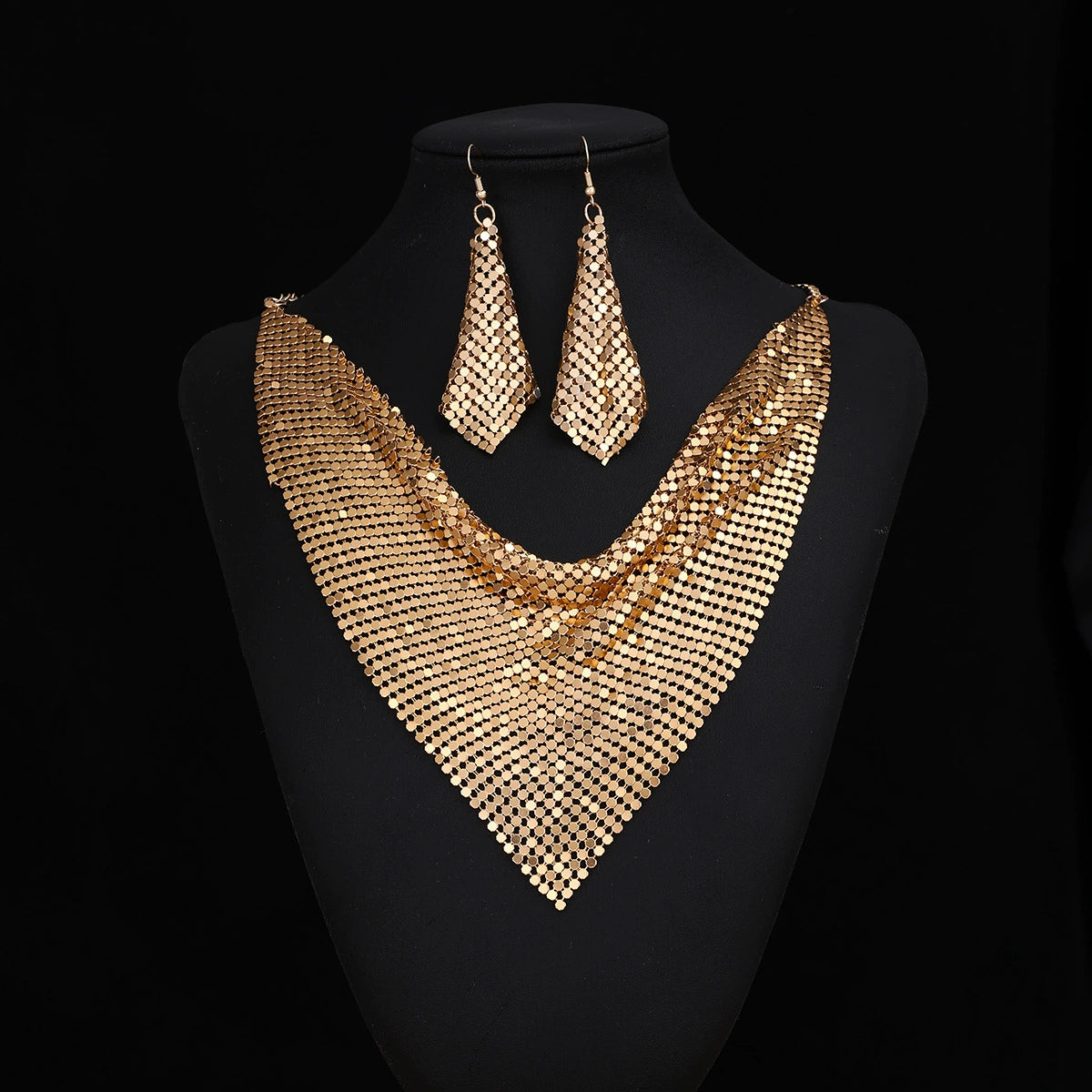 Fashion sequin scarf fake collar necklace earring set