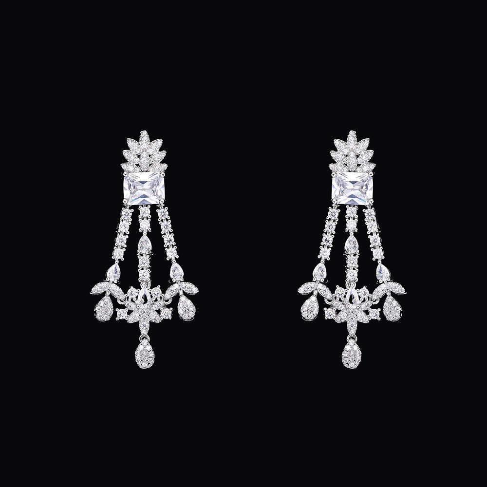 Luxury Red Crystal Bow Style Necklace Earrings Bracelet Ring Jewelry Set
