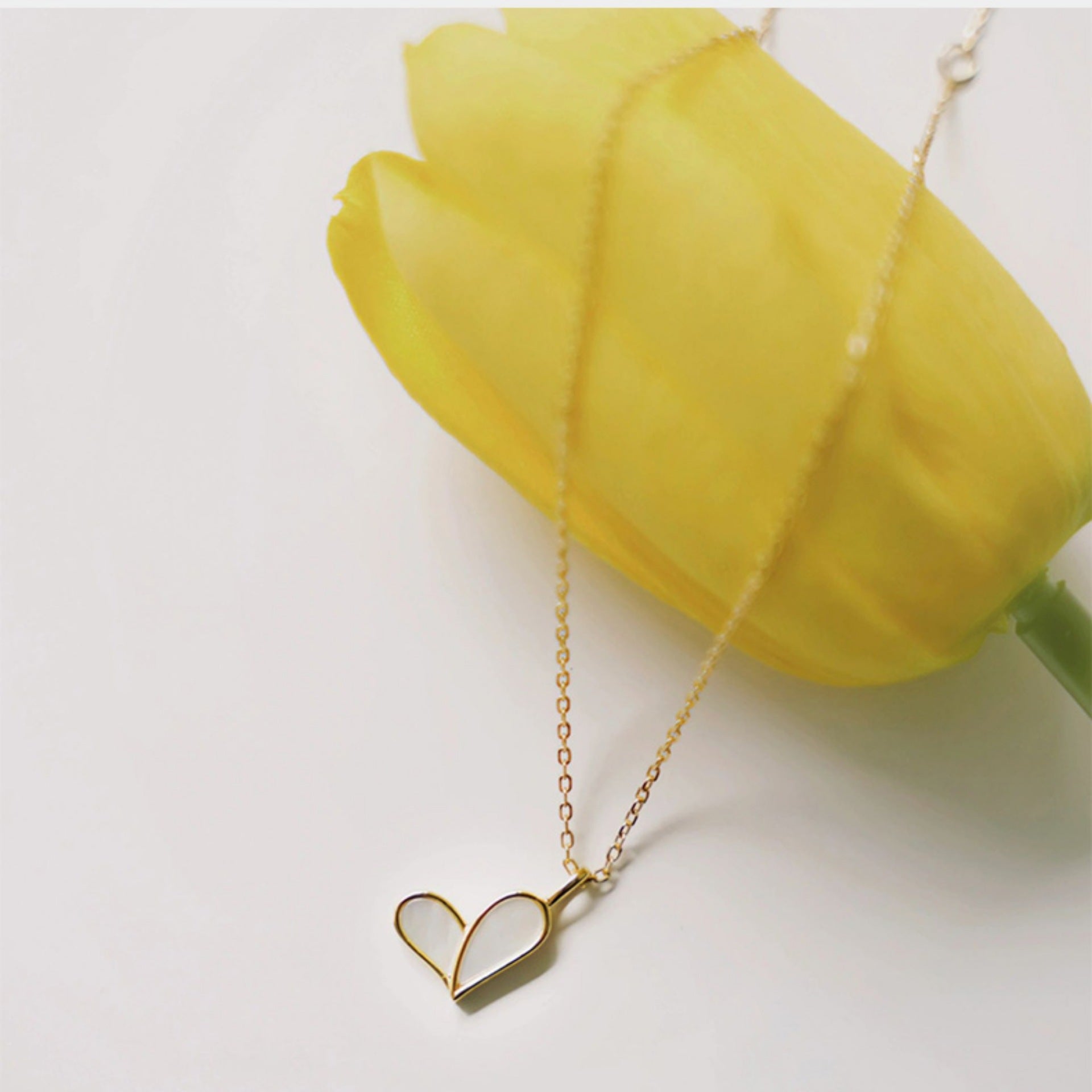 Golden Love White Shell Pendant Necklace