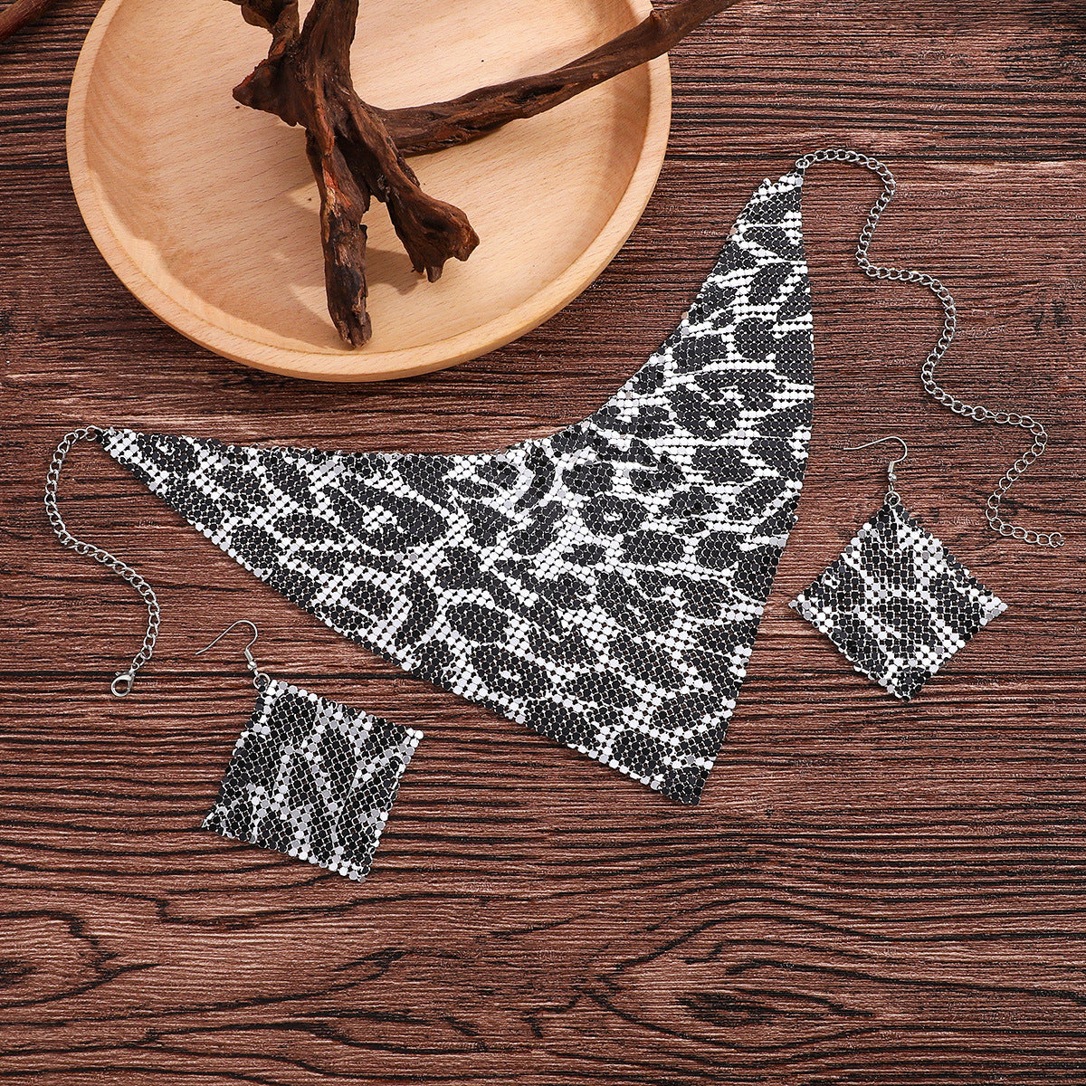 Fashion sequin scarf fake collar necklace earring set