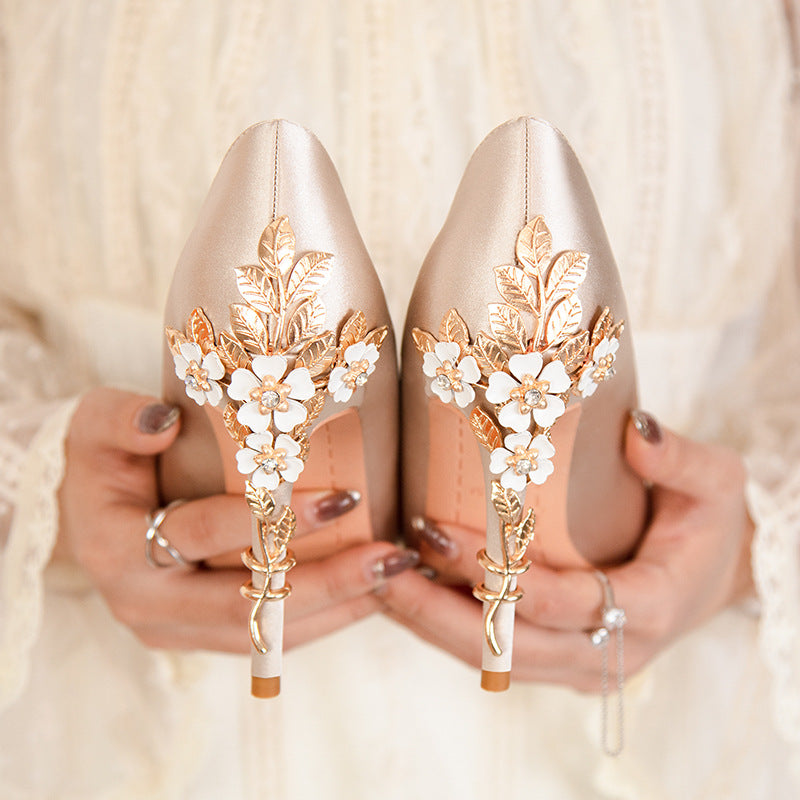 Light luxury flower stiletto wedding high heels